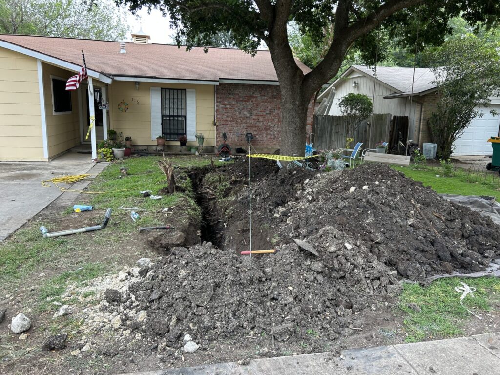 digging a ditch for water line replacement